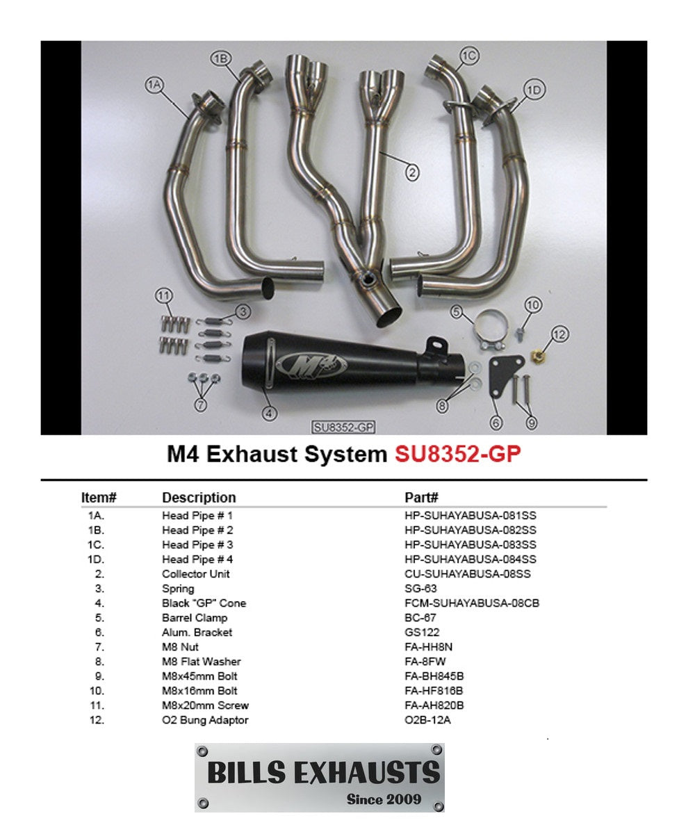 M4 Exhaust Full System Black GP 2008- 2024 Hayabusa SU8362-GP19