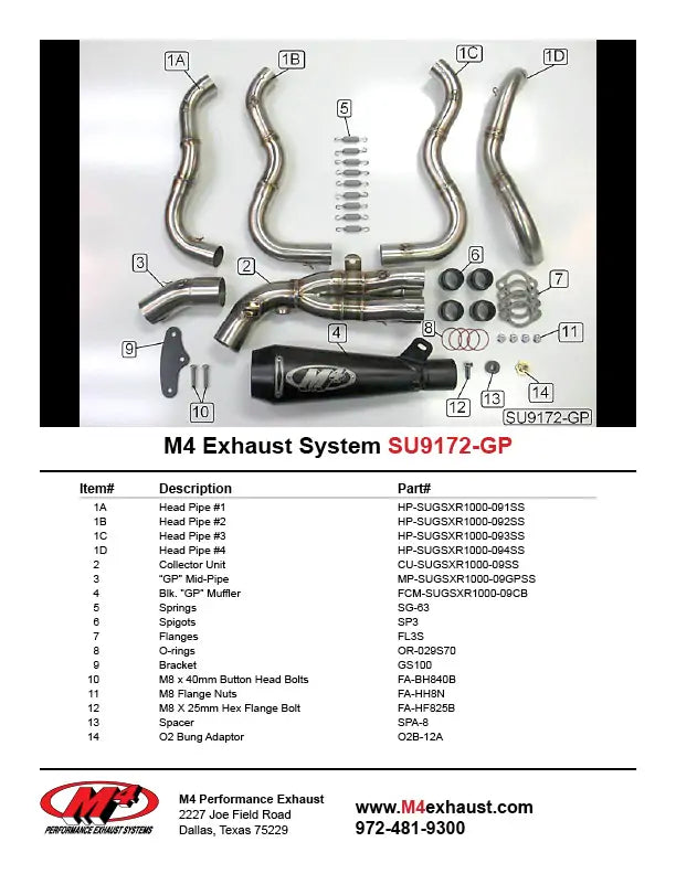 M4 Auspuff Komplettsystem Schwarz GP 2009-2011 GSXR 1000 SU9172-GP