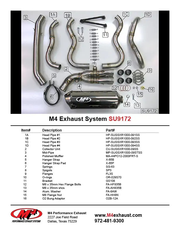 M4 Auspuff Komplettsystem Polierter Kanister 2009-2011 GSXR 1000 SU9172