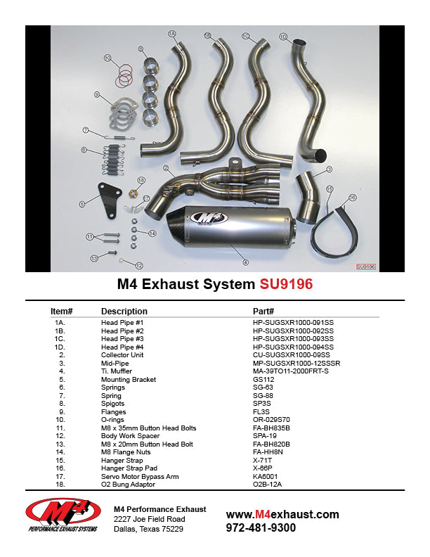 M4 Exhaust Full System Street Slayer Titanium 2012-2016 GSXR 1000 SU9196