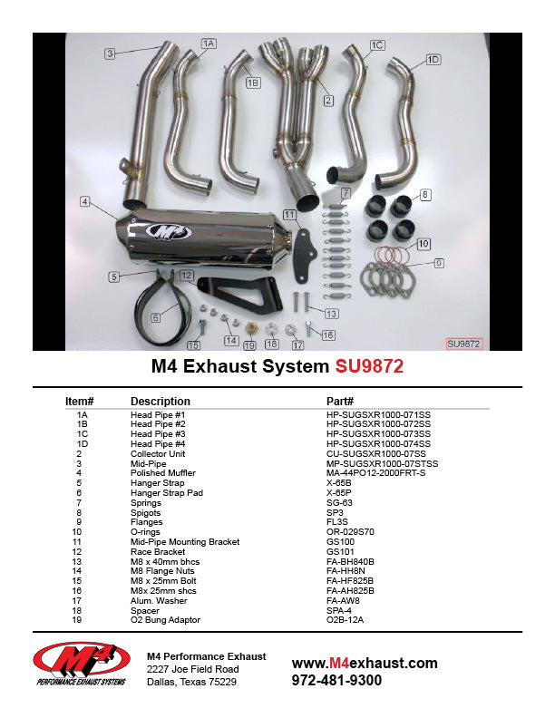 M4 Exhaust Full System Polished Canister 2007-2008 GSXR1000 SU9872