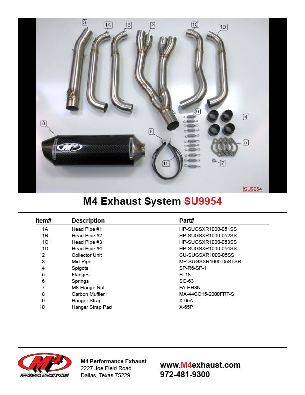 M4 Exhaust Full System Carbon Fiber Canister 2005-2006 GSXR 1000 SU9954