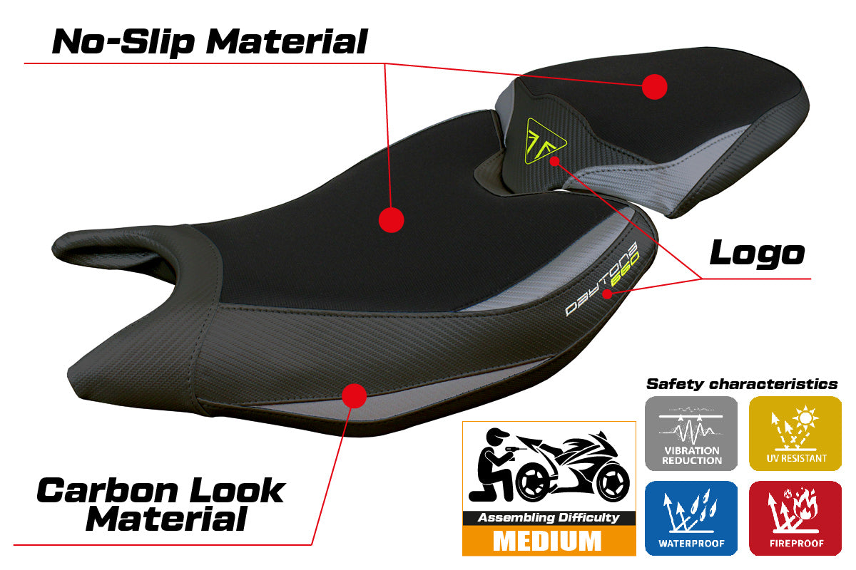 Tappezzeria Italia Triumph Daytona 660 2024-2025 Seat Cover Grey Yellow Black