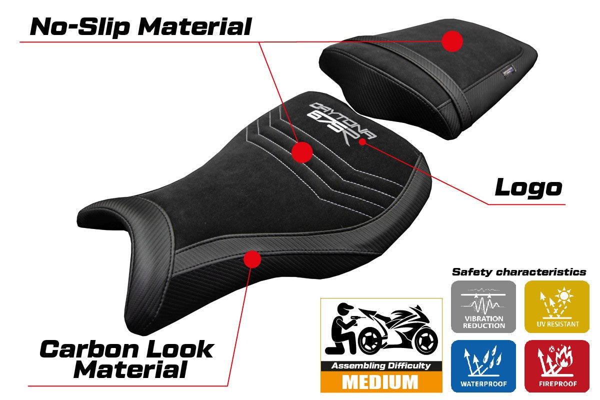 Tappezzeria Italia Triumph Daytona 675R 2006-2010 2011 2012 Seat Cover Velvet Black