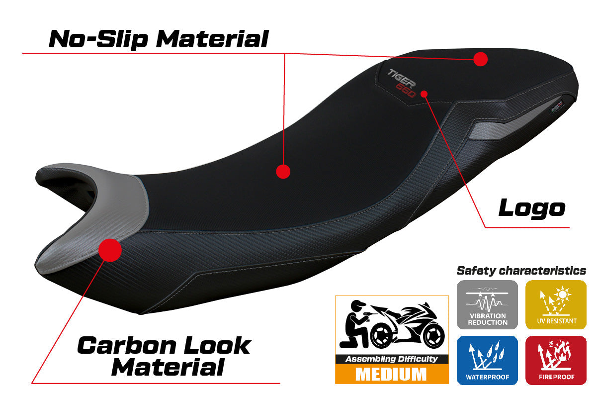 Tappezzeria Italia Triumph Tiger 660 2021-2025 Seat Cover in Grey Black