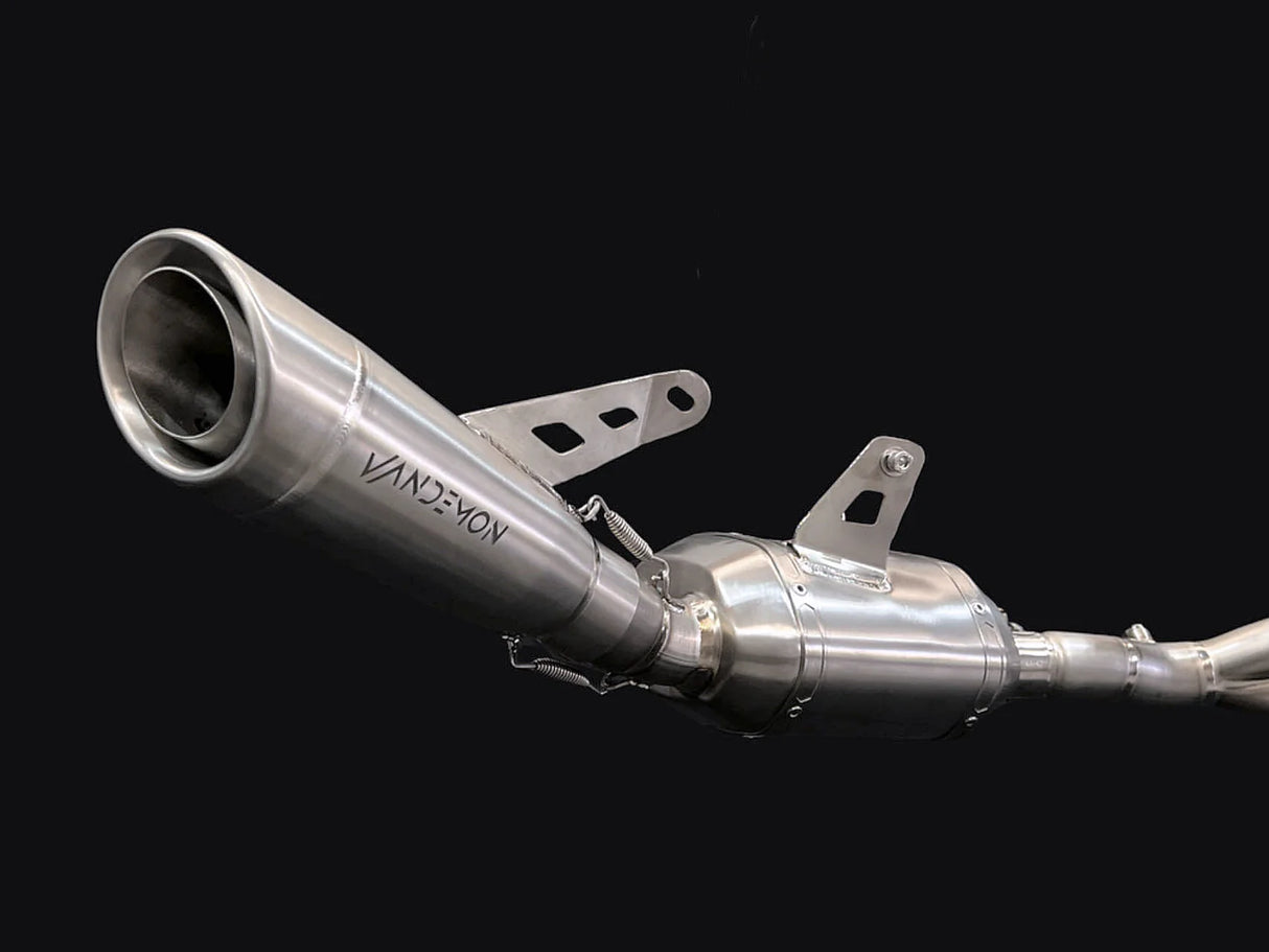 Vandemon Triumph 765 S/R/RS and Moto 2 Street Triple Slash Cut Titanium Exhaust 2023-2024 TRIUM765STTIEXB