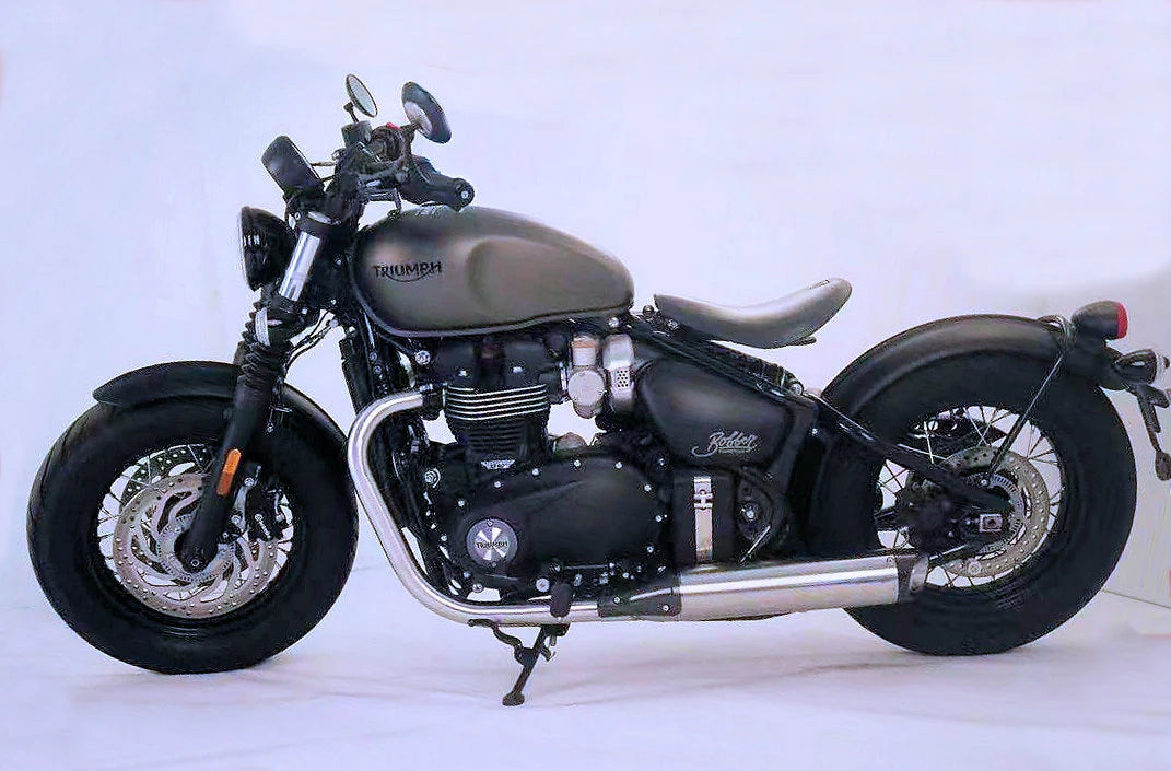 Vandemon Triumph Bonneville Bobber and Speedmaster 1200 Brushed Titanium Exhaust 2017-2024 TRIUM120BOBREXBRA