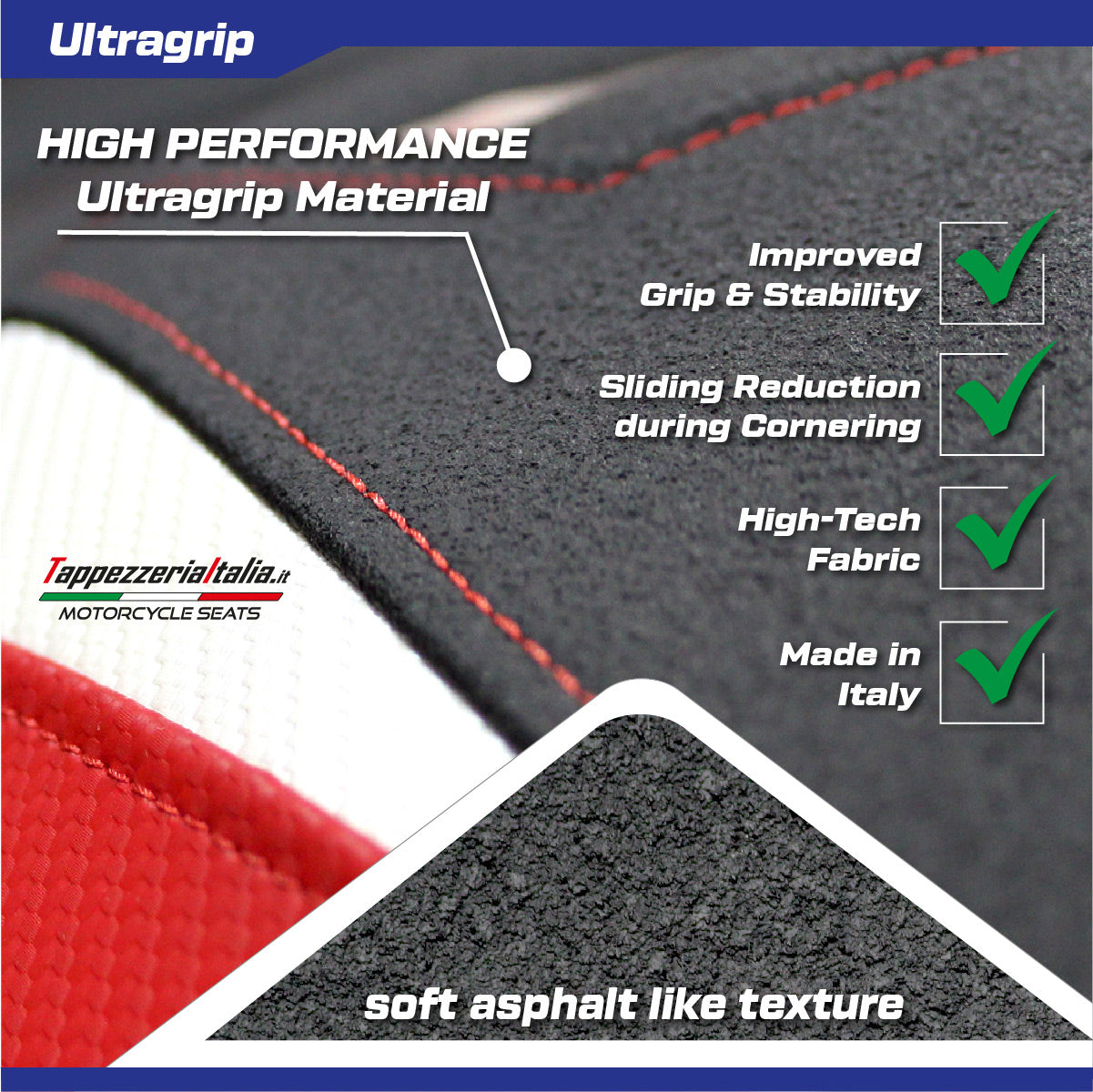 Tappezzeria Italia Ducati Multistrada V2 2025 Seat Cover Ultragrip Grey Black