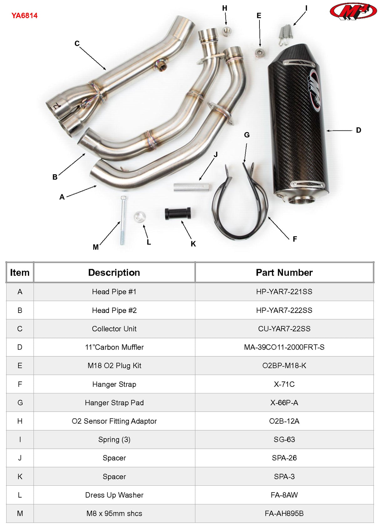 M4 Exhaust Full System Carbon Fiber 2021 - 2025 R7 YA6814