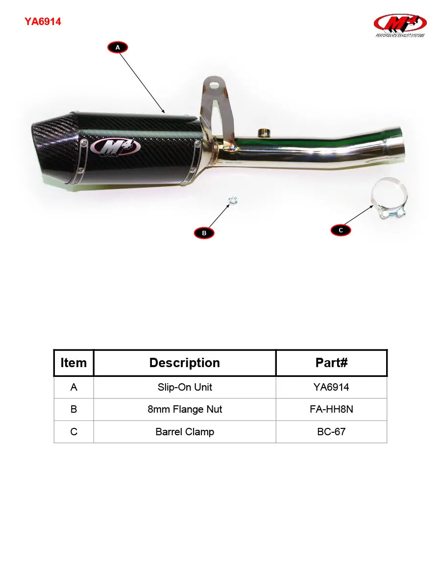 M4 Auspuff Carbonfaser Slip On 2013-2020 FZ-09 / MT-09 YA6914