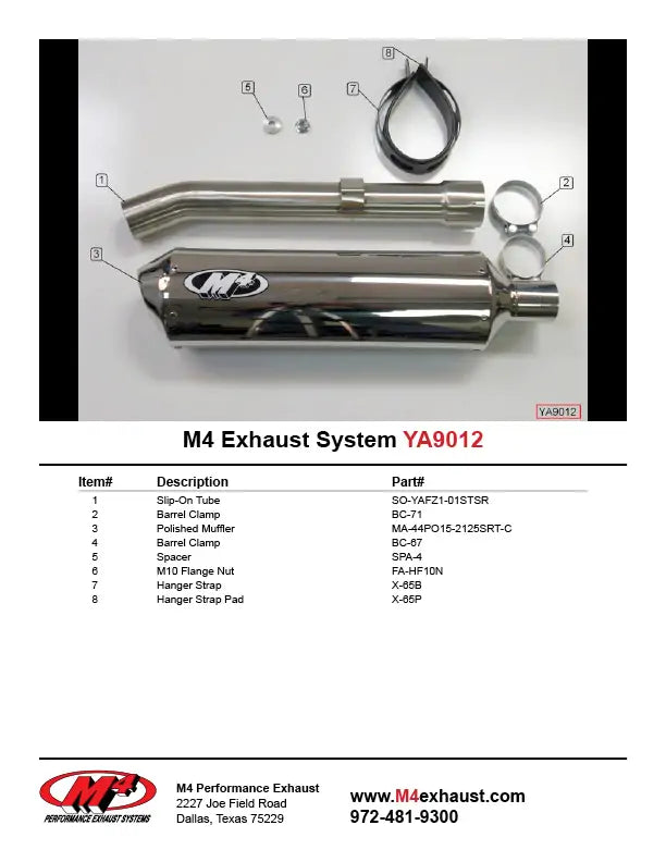 M4 Exhaust Polished Slip On 2001-2005 FZ1 YA9012