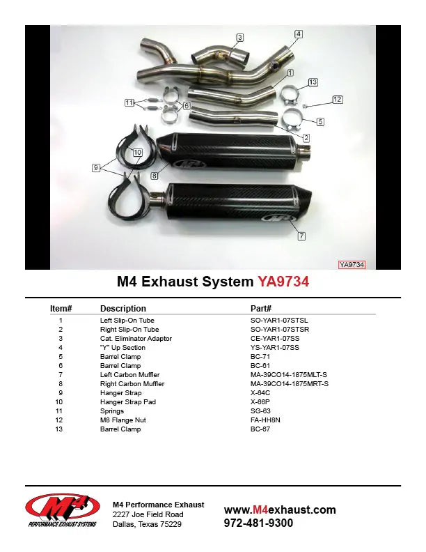 M4 Auspuff Carbonfaser Slip On mit Katalysator Elim. 2007-2008 R1 YA9734