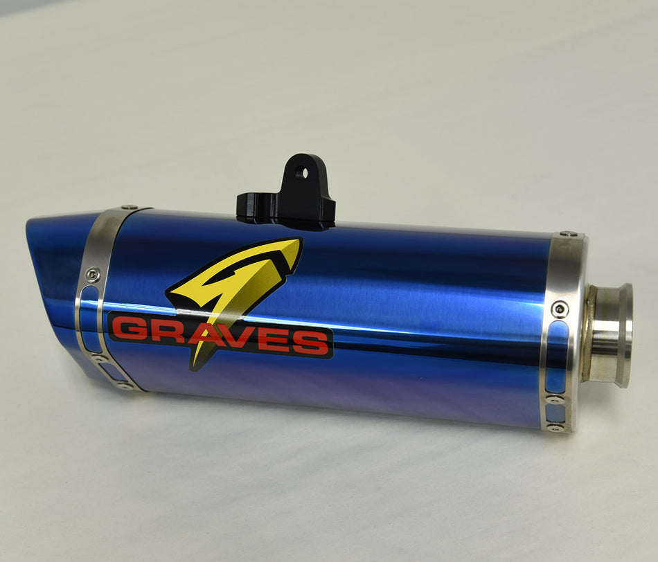 Graves Motorsports R6 06-20 Titanium EleckTricK Blue Cat-Back Slip-on-Auspuff