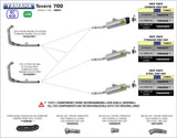Arrow Yamaha Tenere  700  2019-2024 Homologated Indy Race Aluminum Dark Exhaust With Welded Link Pipe 72628aon