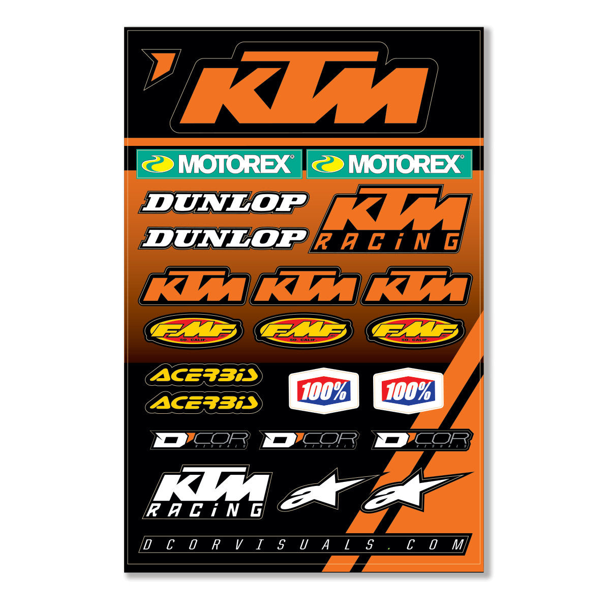 D-COR Ktm Racing Decal Sheet 12 Mil Ktm Racing Decal Sheet 40-30-102