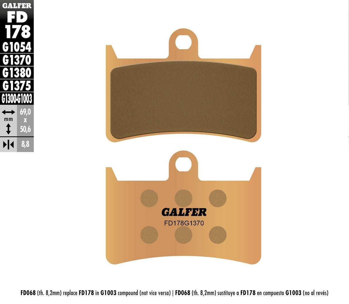 GALFER Brake Pads Sintered Fd178g1370 FD178G1370