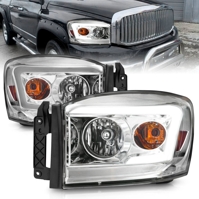 Anzo 06-09 Dodge RAM 1500/2500/3500 Headlights Chrome Housing/Clear Lens (w/ Light Bars) 111525