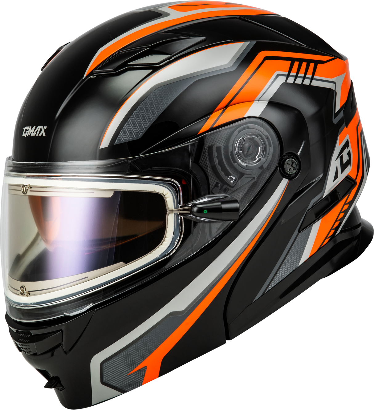 GMAX Md-01s Transistor Snow Helmet W Electric Shld Orange/Blk 2x M40139288