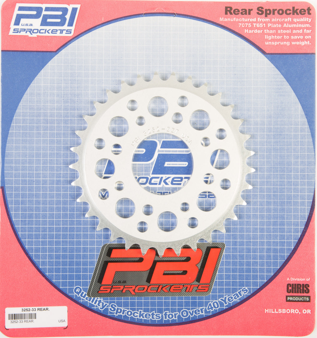 PBIRear Sprocket Aluminum 33t-520 Hon3252-33-3