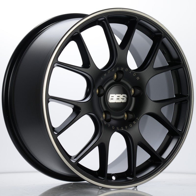 BBS CH-R 19x8.5 5x130 ET51 CB71.6 Satin Black Polished Rim Protector Wheel w/ Motorsport Etching CH108BPO-MTSP