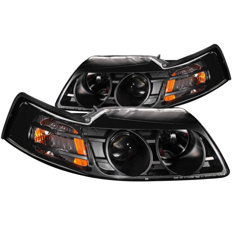 ANZO 1999-2004 Ford Mustang Projector Headlights Black 121042