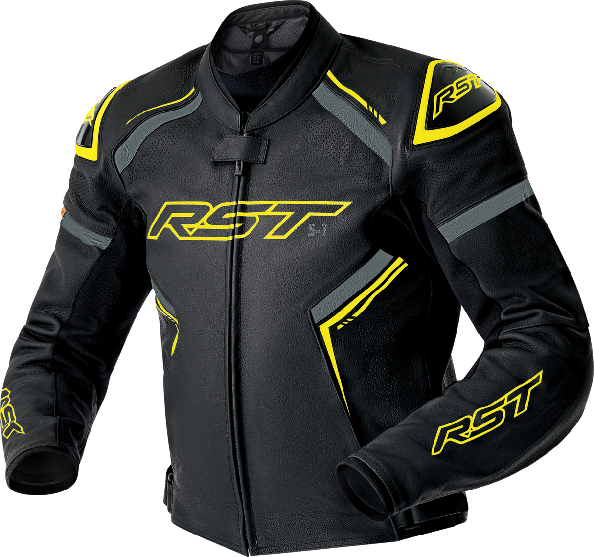 RST S1 D3o Leather Jacket Blk/Gry/Flo Yel Sm 103605F.YEL-40