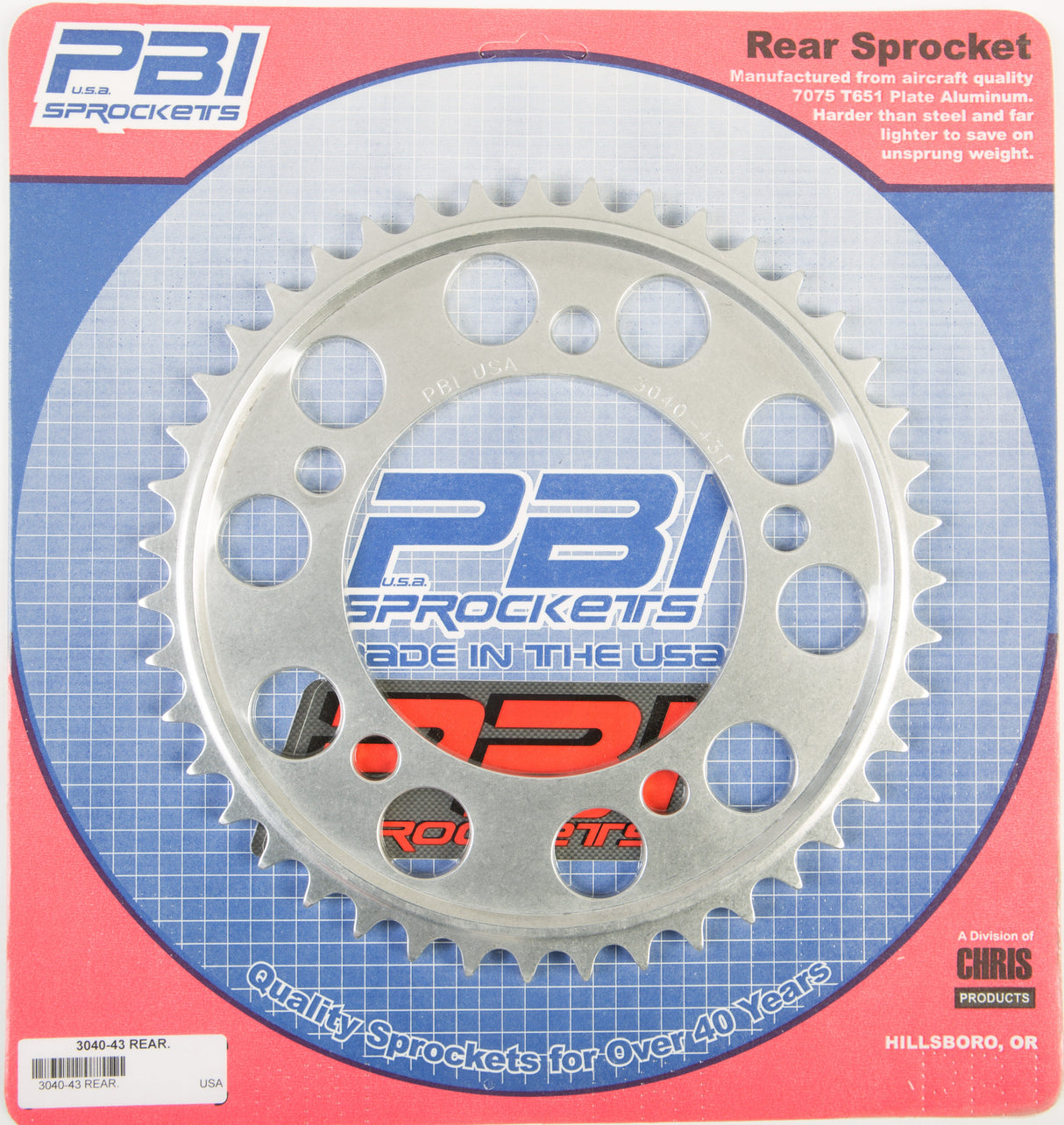 PBIRear Sprocket Aluminum 43t-525 Hon3040-43-4