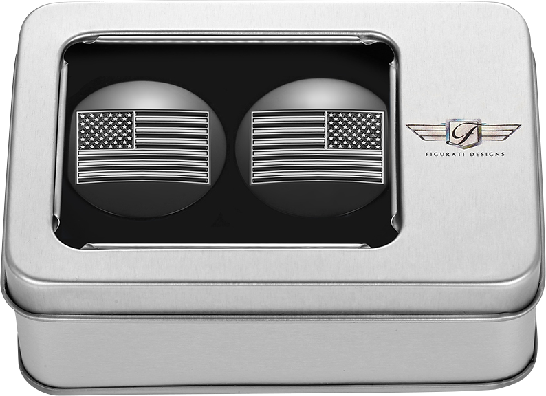 FIGURATI DESIGNS Swing Arm Covers - Black Contrast Cut American Flag - Custom - Reversed - Black FD26R-AF-CC-BK