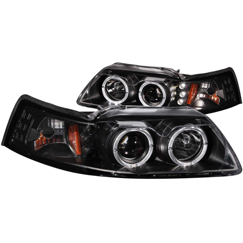 ANZO 1999-2004 Ford Mustang Projector Headlights Black G2 (Dual Projector) 121303