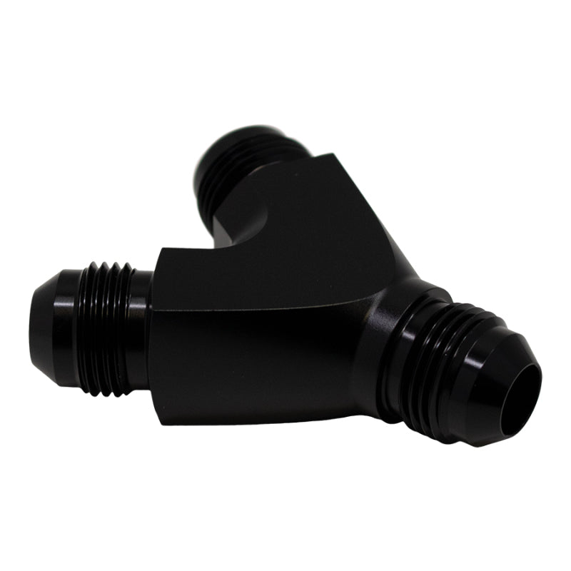 DeatschWerks 8AN Male Flare to 8AN Male Flare to 8AN Male Flare Y Fitting - Anodized Matte Black 6-02-0706-B