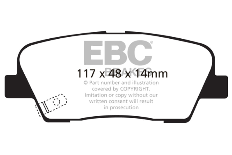 EBC 11+ Hyundai Equus 4.6 Redstuff Rear Brake Pads DP31806C