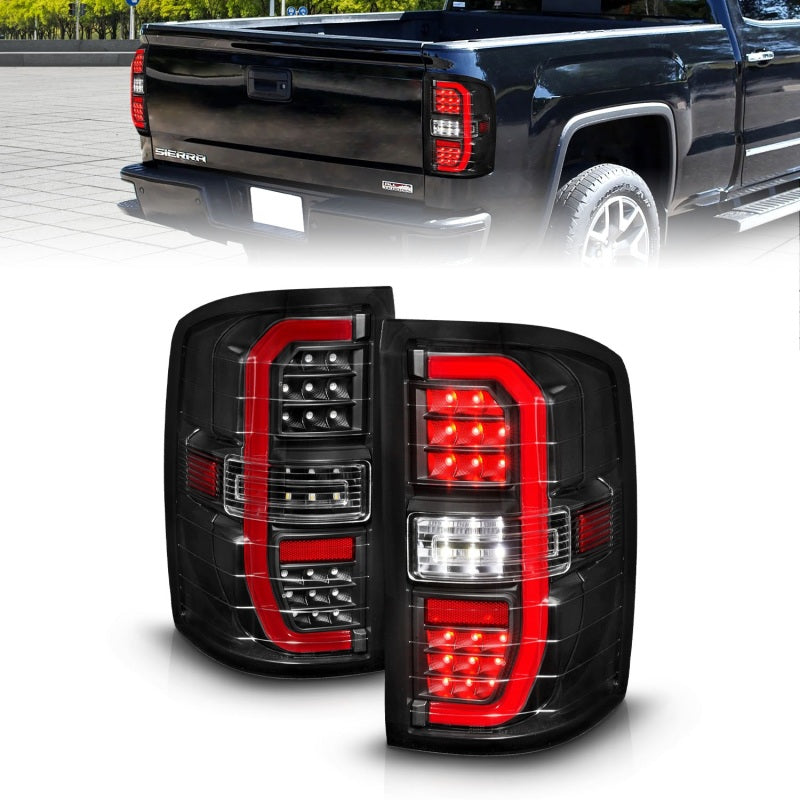 ANZO 14-18 GMC Sierra 1500 Full LED Taillights Black Housing Clear Lens (w/C Light Bars) 311464