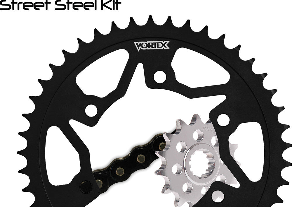 VORTEX Sprocket/Chain Kit Stl/Stl 16/48t Sil Sx3 530-112l Blk CK4121