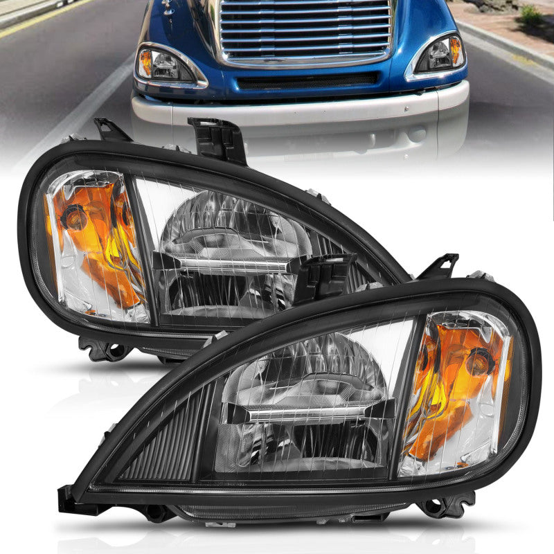 ANZO 1996-2013 Freightliner Columbia LED Crystal Headlights Black Housing w/ Clear Lens (Pair) 131028