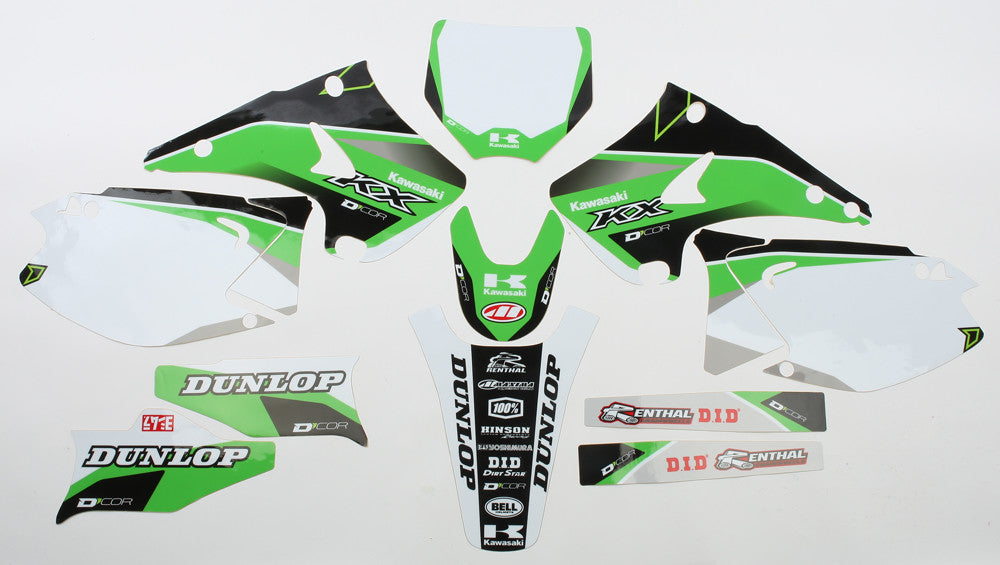 D-COR Kawasaki Raceline Graphics Complete Kit White 20-20-125