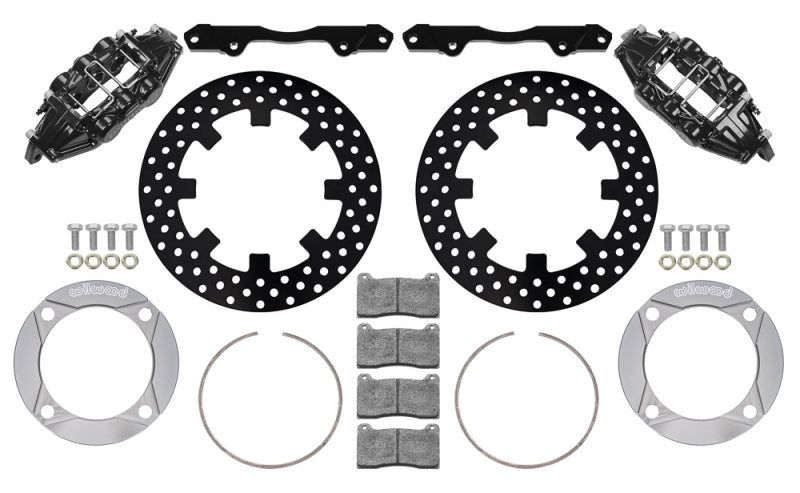 Wilwood 2014+ Polaris RZR XP 1000 Front Kit 11.25in Drilled - Black