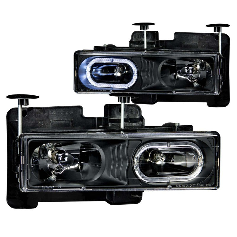 ANZO 1988-1998 Chevrolet C1500 Crystal Headlights Black w/ Halo 111007