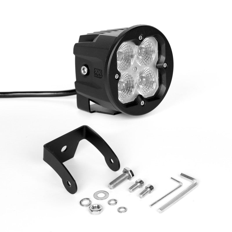 XK Glow Round XKchrome 20w LED Cube Light w/ RGB Accent Light - Flood Beam w/Fog Light Bracket