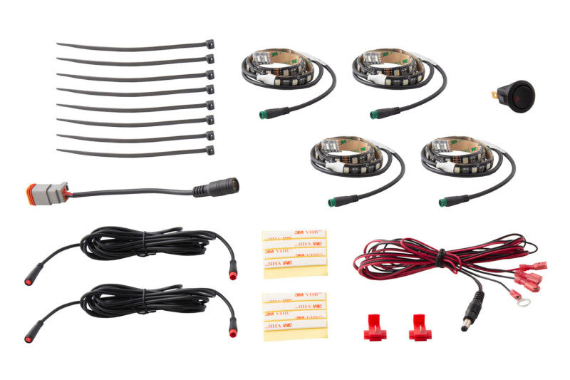 Diode Dynamics RGBW Footwell Strip Kit 4pc Multicolor