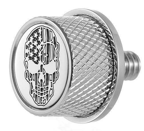 FIGURATI DESIGNS Seat Mounting Knob - Stainless Steel - Skull - Contrast Cut FD27-SEAT KN-SS