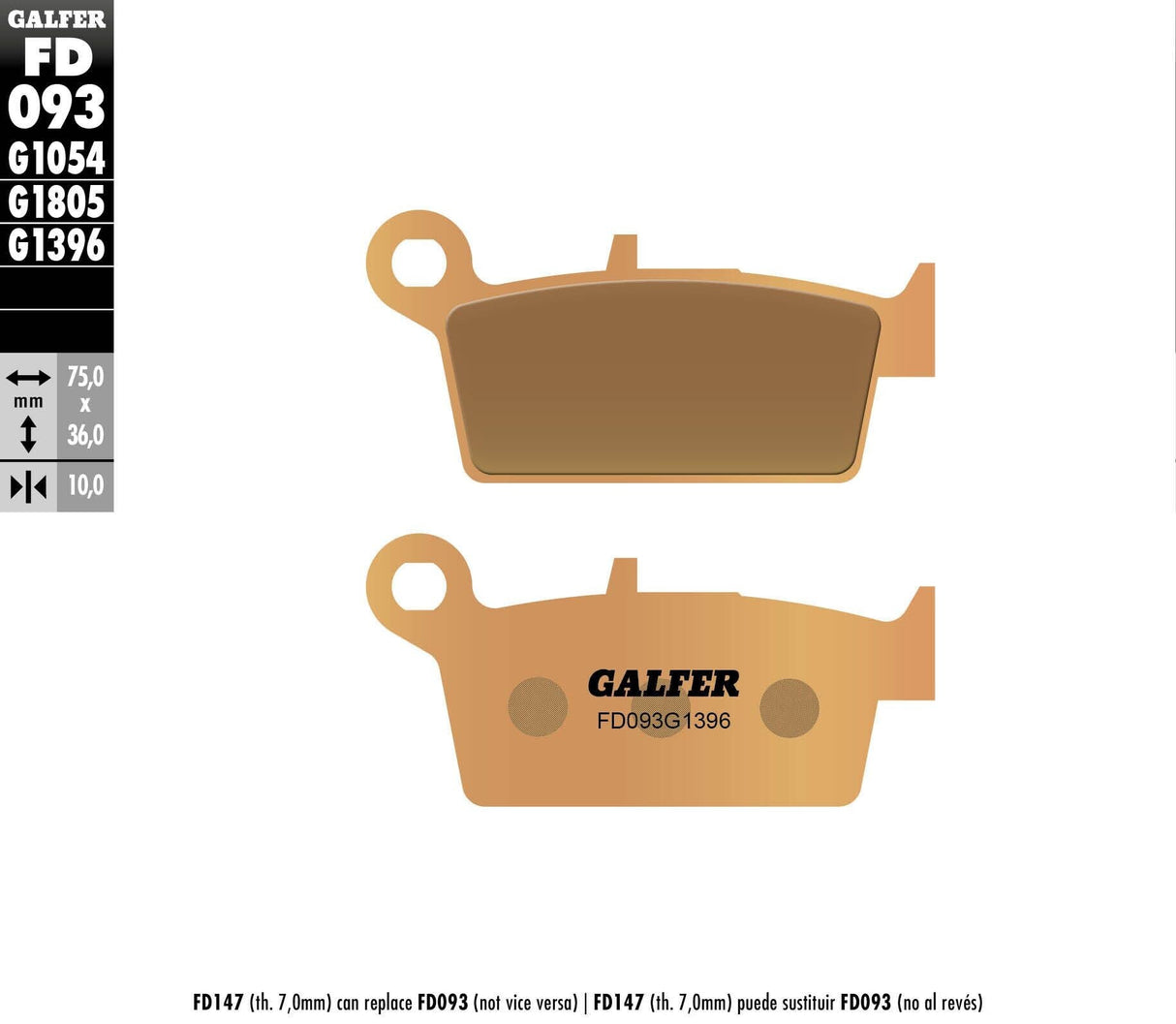 GALFER Brake Pads Sintered Fd093g1396 FD093G1396