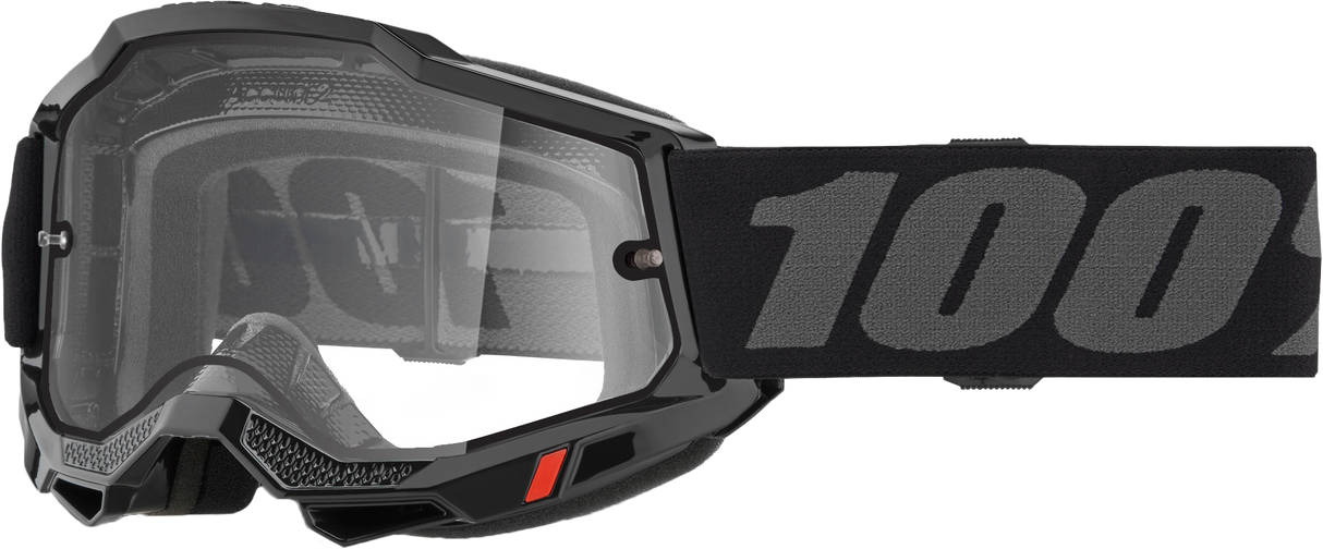 100% Accuri 2 Enduro Moto Goggle Black Clear Lens 50015-00006