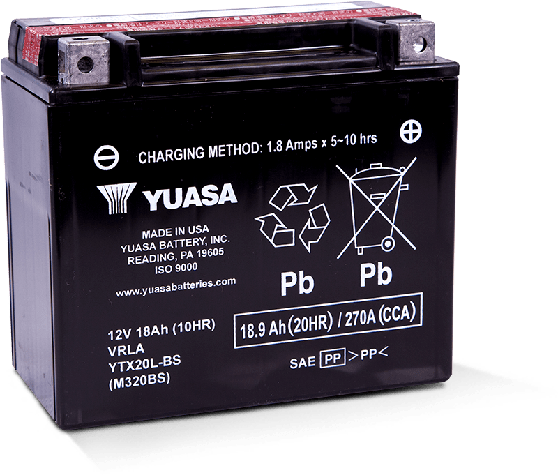 Yuasa YTX20L-BS Maintenance Free AGM 12 Volt Battery (Bottle Supplied) YUAM320BS