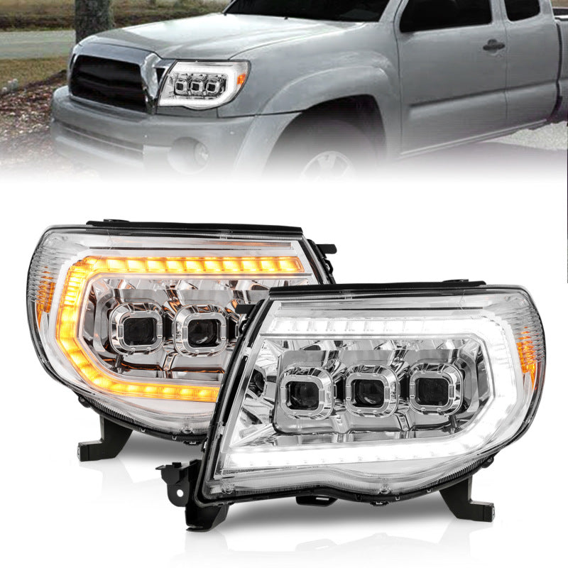 ANZO 05-11 Toyota Tacoma LED Projector Headlights w/Light Bar Swtchbk Seq. Chrome w/Initiation Light 111582