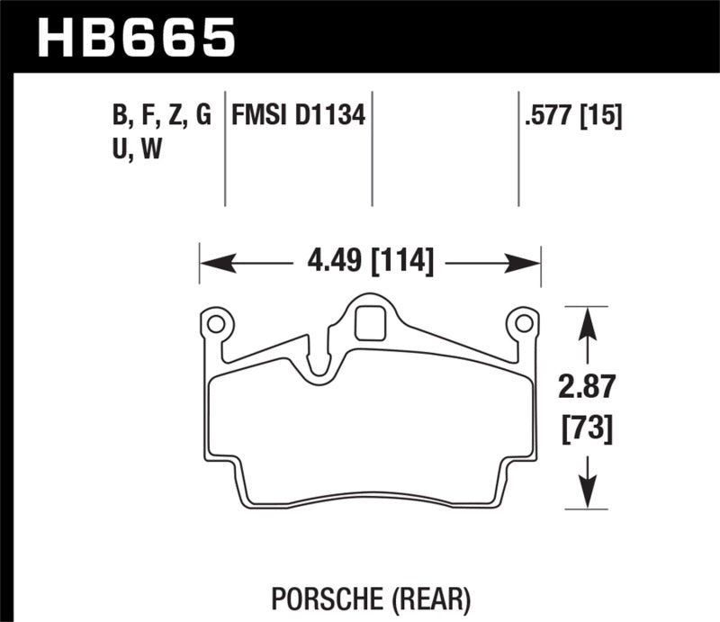 Hawk 05-14 Porsche Boxter/07-14 Cayman DTC-30 Rear Brake Pads KHB665W.577