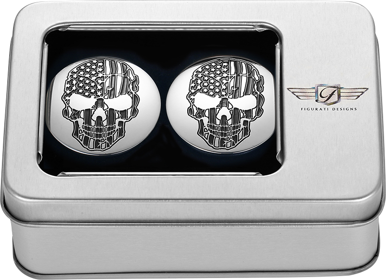 FIGURATI DESIGNS Swing Arm Covers - Contrast Cut - American Flag Skull - Custom FD27-SS-SKUL-CC