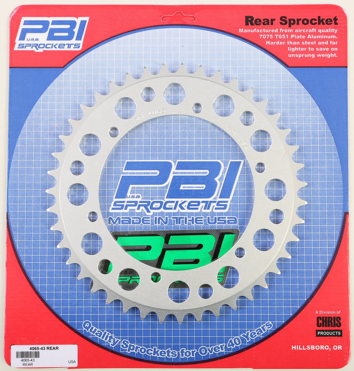 PBIRear Sprocket Aluminum 43t-520 Kaw4065-43-3