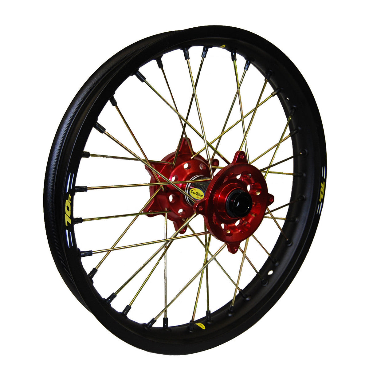 PRO-WHEEL Wheel Rear 2.15x18 Red Hub Blk Rim/Gld Spoke/Blk Nipple 24-1287242