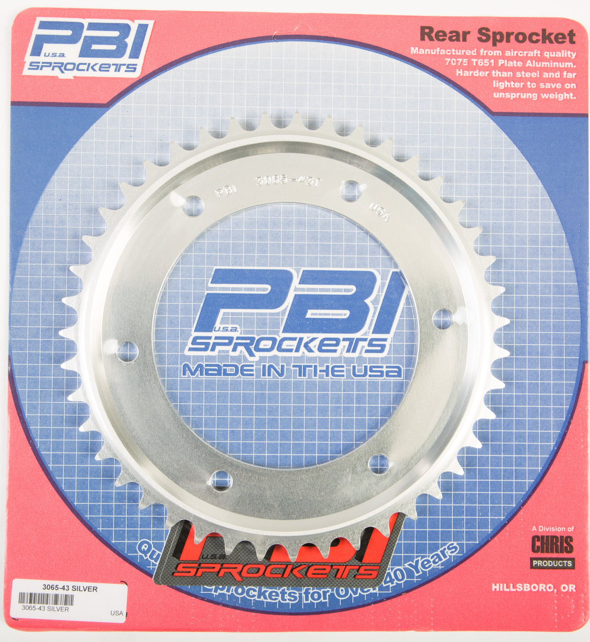 PBIRear Sprocket Aluminum 43t-530 Hon3065-43-5