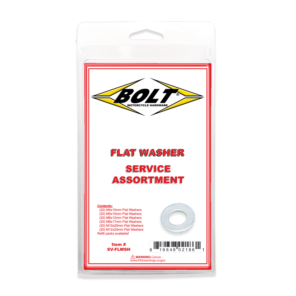 BOLT Flat Washer Assortment 120 Piece Kit SV-FLWSH